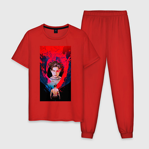 Мужская пижама Bang Chan fan art / Красный – фото 1