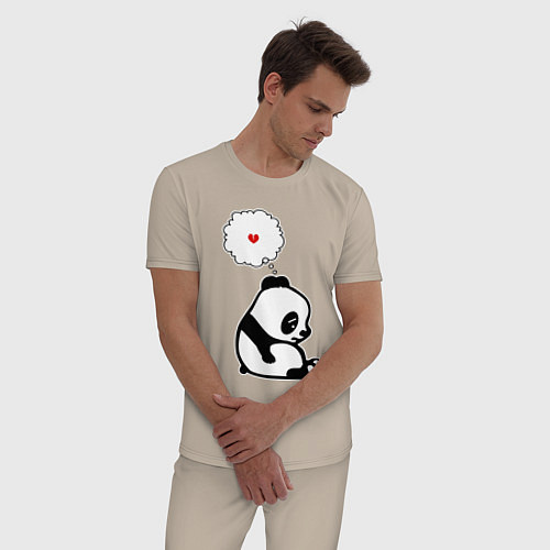 Мужская пижама Панда о разбитом сердце / Миндальный – фото 3