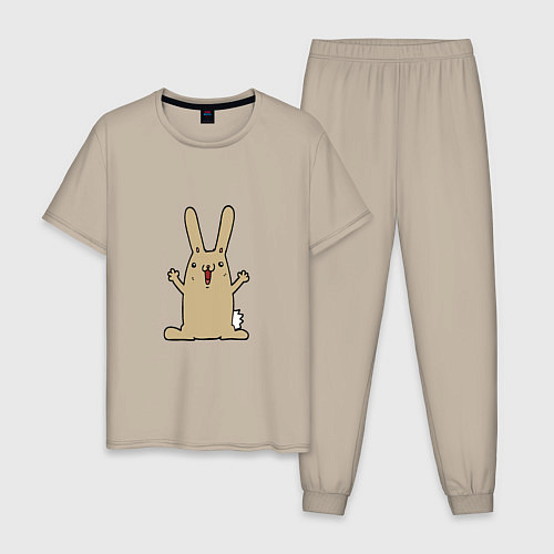 Мужская пижама Rabbit - Smile / Миндальный – фото 1