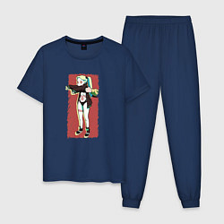 Пижама хлопковая мужская Ребекка Cyberpunk Edgerunner, цвет: тёмно-синий