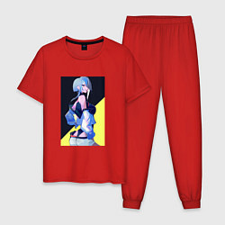 Пижама хлопковая мужская Люси из аниме Cyberpunk Edgerunners, цвет: красный