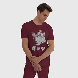 Пижама хлопковая мужская Безумный Гатс, цвет: меланж-бордовый — фото 2