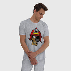 Пижама хлопковая мужская Череп пожарного, цвет: меланж — фото 2
