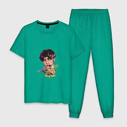Пижама хлопковая мужская Певец Hyunjin, цвет: зеленый