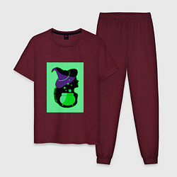 Пижама хлопковая мужская Девушка ведьма и котел с зельем, цвет: меланж-бордовый
