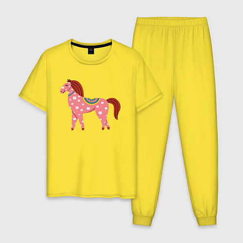 Мужская пижама Красочная лошадка / Желтый – фото 1