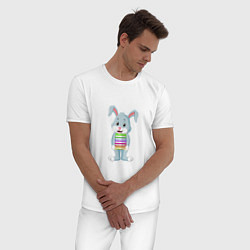 Пижама хлопковая мужская Книжный кролик, цвет: белый — фото 2