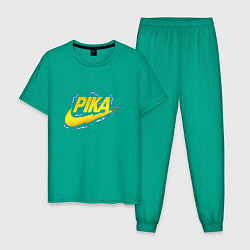 Пижама хлопковая мужская Пика и молнии, цвет: зеленый