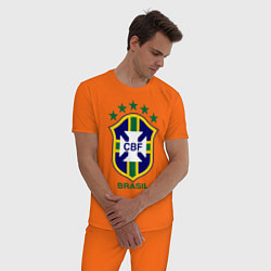 Пижама хлопковая мужская Brasil CBF, цвет: оранжевый — фото 2