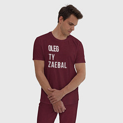 Пижама хлопковая мужская Oleg ty za*bal, цвет: меланж-бордовый — фото 2