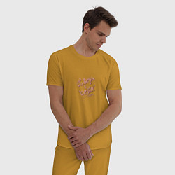 Пижама хлопковая мужская Мотивирующая надпись, цвет: горчичный — фото 2
