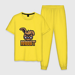 Пижама хлопковая мужская Rabbit, цвет: желтый