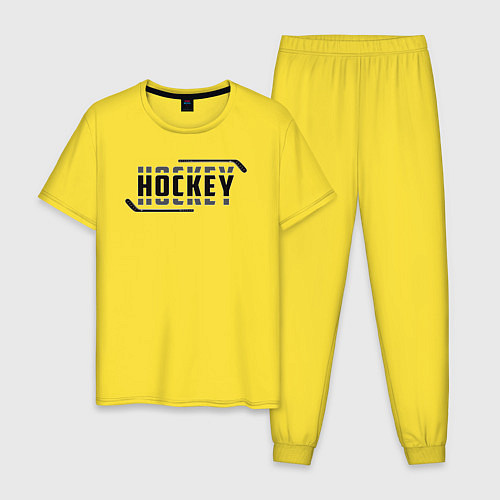 Мужская пижама Hockey лого / Желтый – фото 1