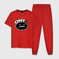 Пижама хлопковая мужская Onyx - black logo, цвет: красный