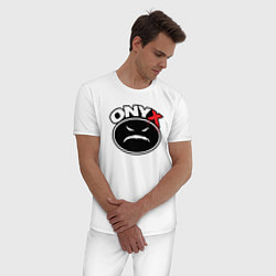 Пижама хлопковая мужская Onyx - black logo, цвет: белый — фото 2