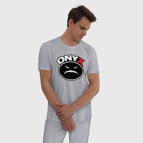 Мужская пижама Onyx - black logo / Меланж – фото 3