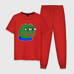 Пижама хлопковая мужская Лягушонок Пепе огорчён, цвет: красный