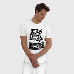 Пижама хлопковая мужская BMW E36, цвет: белый — фото 2