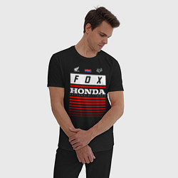 Пижама хлопковая мужская Honda racing, цвет: черный — фото 2