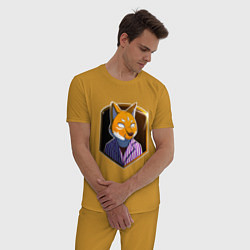 Пижама хлопковая мужская Агент лис, цвет: горчичный — фото 2