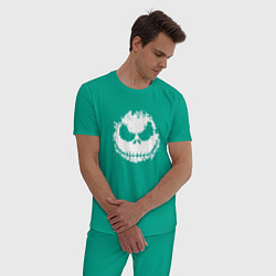 Пижама хлопковая мужская Jack Skellington face, цвет: зеленый — фото 2