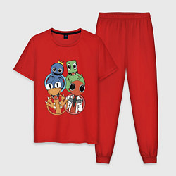 Пижама хлопковая мужская Радужные друзья, цвет: красный
