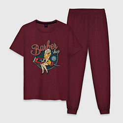 Пижама хлопковая мужская Парикхмахер, цвет: меланж-бордовый