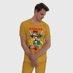 Пижама хлопковая мужская Роблокс нубик, цвет: горчичный — фото 2