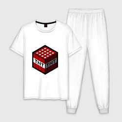 Пижама хлопковая мужская TNT - Блок - Майнкрафт, цвет: белый