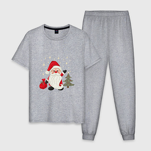 Мужская пижама Дед Мороз с подарками Новый год / Меланж – фото 1
