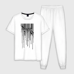 Пижама хлопковая мужская Зебра - штрих код, цвет: белый