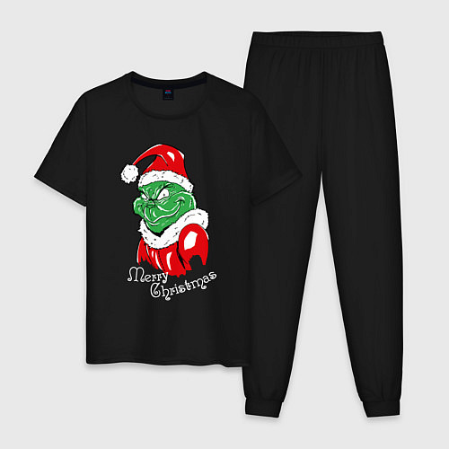 Мужская пижама Merry Christmas, Santa Claus Grinch / Черный – фото 1
