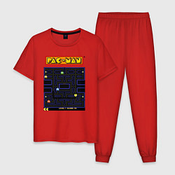 Пижама хлопковая мужская Pac-Man на ZX-Spectrum, цвет: красный