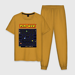 Пижама хлопковая мужская Pac-Man на ZX-Spectrum, цвет: горчичный