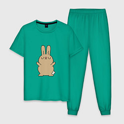 Пижама хлопковая мужская Rabbit chill, цвет: зеленый
