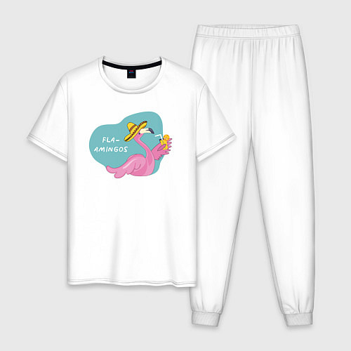 Мужская пижама Фламинго - Flaamingos / Белый – фото 1