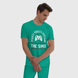 Пижама хлопковая мужская The Sims: пришел, увидел, победил, цвет: зеленый — фото 2