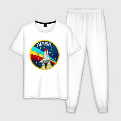 Пижама хлопковая мужская NASA - emblem - USA, цвет: белый