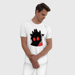 Пижама хлопковая мужская Cult of the Lamb - Овечка в испуге, цвет: белый — фото 2