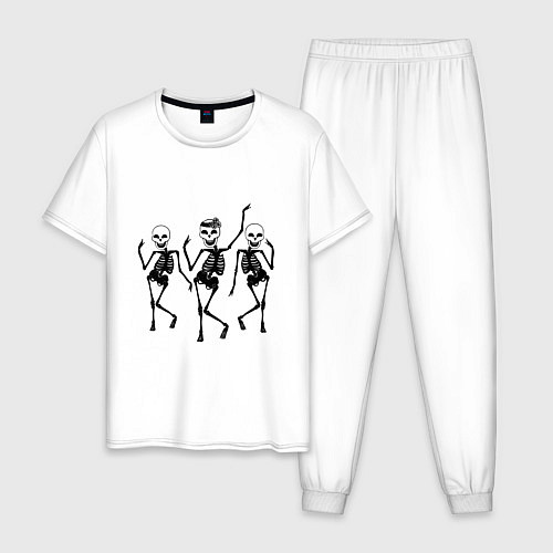 Мужская пижама Танцующие скелетики / Белый – фото 1