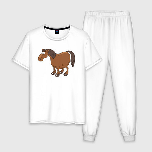 Мужская пижама Забавный конь / Белый – фото 1