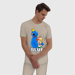 Пижама хлопковая мужская Радужные друзья Синий и малыш, цвет: миндальный — фото 2