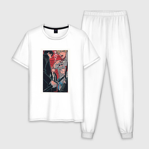 Мужская пижама Chainsaw Man Человек-бензопила Аниме / Белый – фото 1