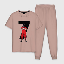 Пижама хлопковая мужская Slipknot Семерка, цвет: пыльно-розовый