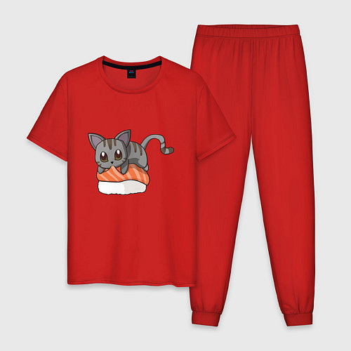 Мужская пижама Sushi cat / Красный – фото 1