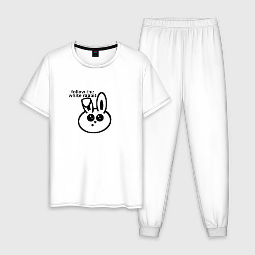 Мужская пижама Следуй за круглым белым кроликом / Белый – фото 1