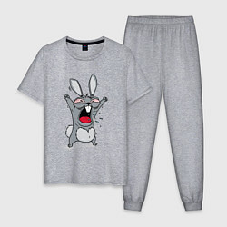 Пижама хлопковая мужская Злой заяц, цвет: меланж
