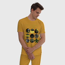 Пижама хлопковая мужская Twenty One Pilots коллаж, цвет: горчичный — фото 2