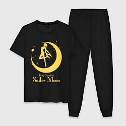 Пижама хлопковая мужская Sailor Moon gold, цвет: черный