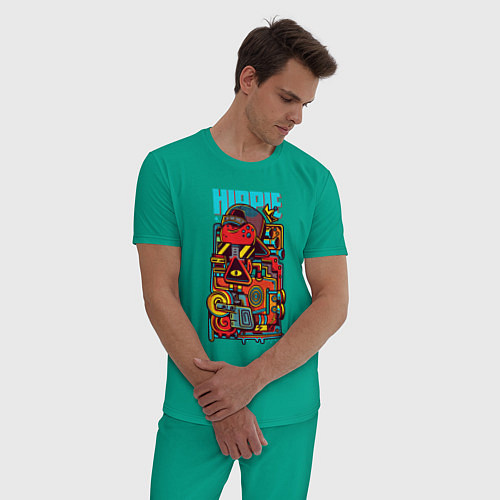 Мужская пижама Робот хиппи / Зеленый – фото 3